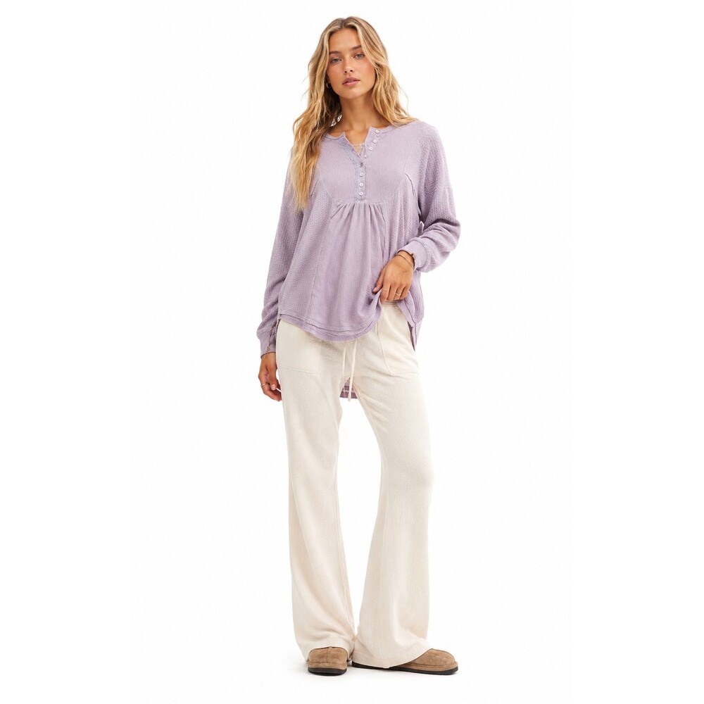 Free People Leo Henley Lavender Thermal Oversized XS